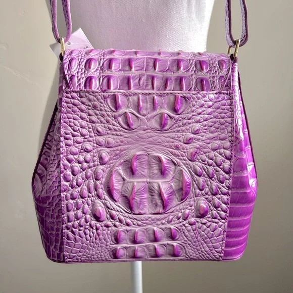 Brahmin Margo Crossbody Shoulder Bag Lilac Essence Melbourne Croc Embossed - Picture 8 of 17